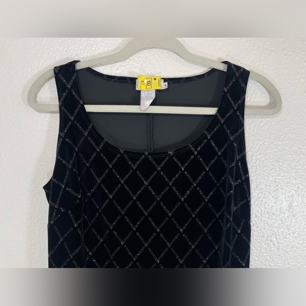 Vintage Sparkly Glitter Glam Black Sleeveless Mini Dress Date Night Whimsigoth - Picture 2 of 9